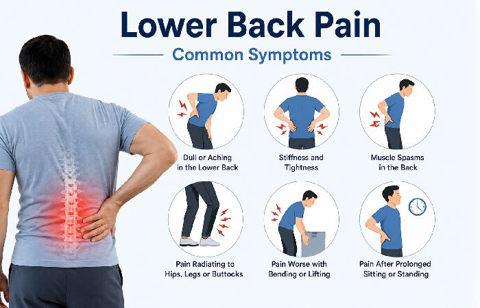 lower back pain common symptoms