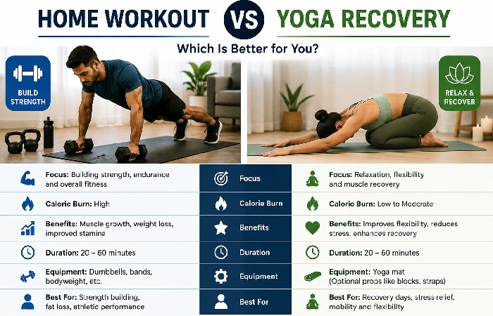 home workout vs yoga recovery
