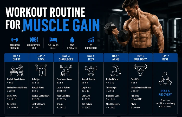 workout routine for muscle gain