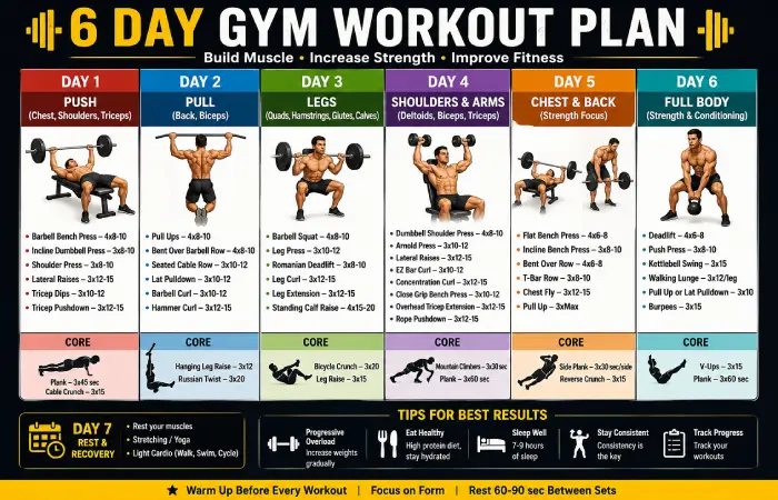 6 day gym workout plan