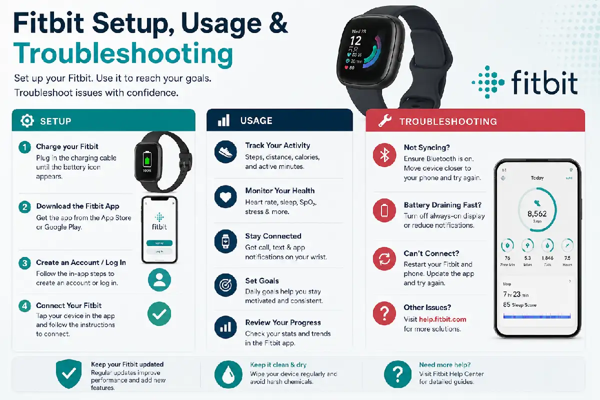 fitbit setup, usage & troubleshooting