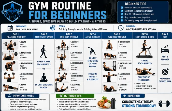 gym routine for beginners