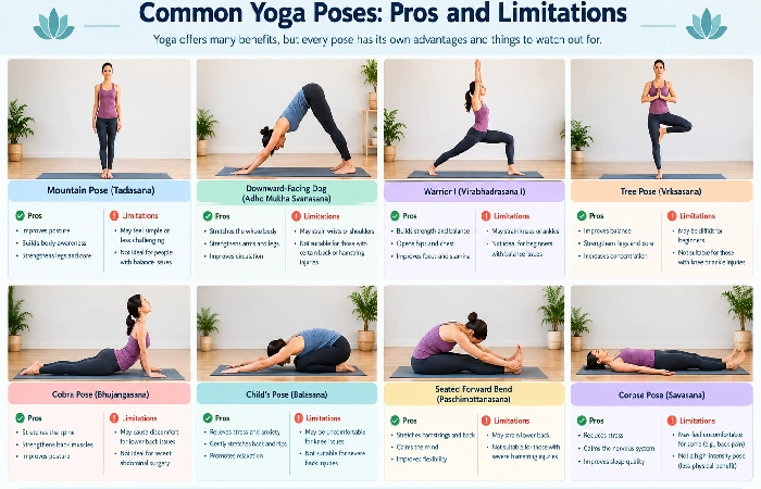 common yoga poses_ pros and limitations