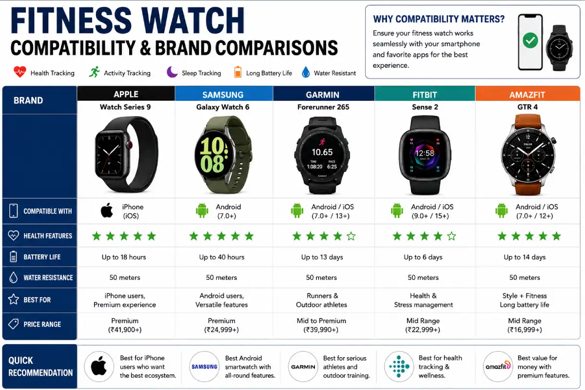 fitness watch Compatibility & brand comparisons