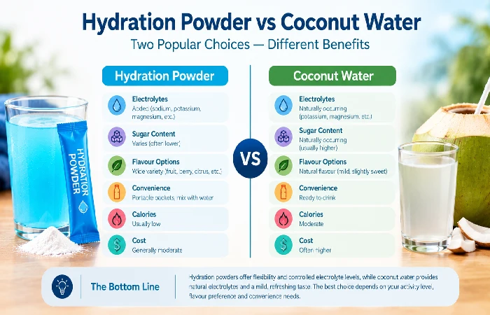 hydration powder vs coconut water