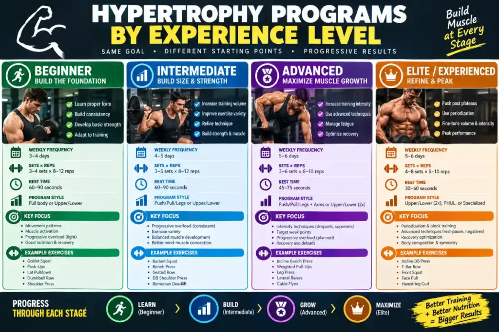 hypertrophy programs by experience level