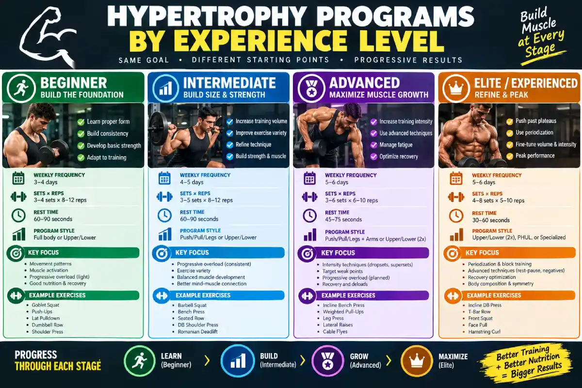 hypertrophy programs by experience level